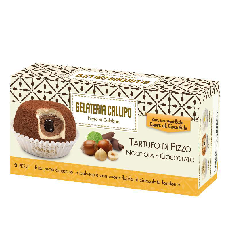 Callipo Ιταλικό παγωτό Gelato Φουντούκι & Σοκολάτα με γέμιση μαύρη σοκολάτα & επικάλυψη σοκολάτας 2 x 110g