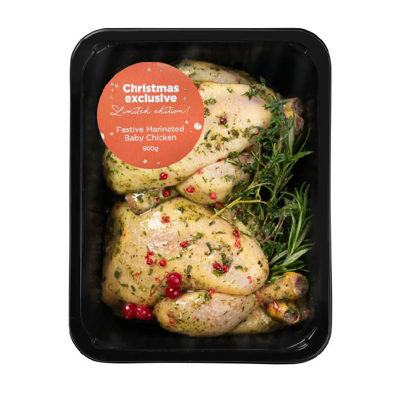 Festive Marinated Baby Chicken with Herbs, Garlic & Chili 900g
