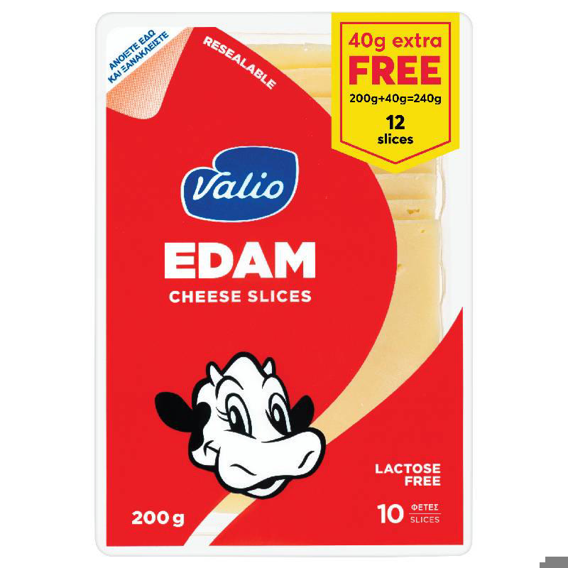 Valio Edam 24% sliced 200g+40g Free