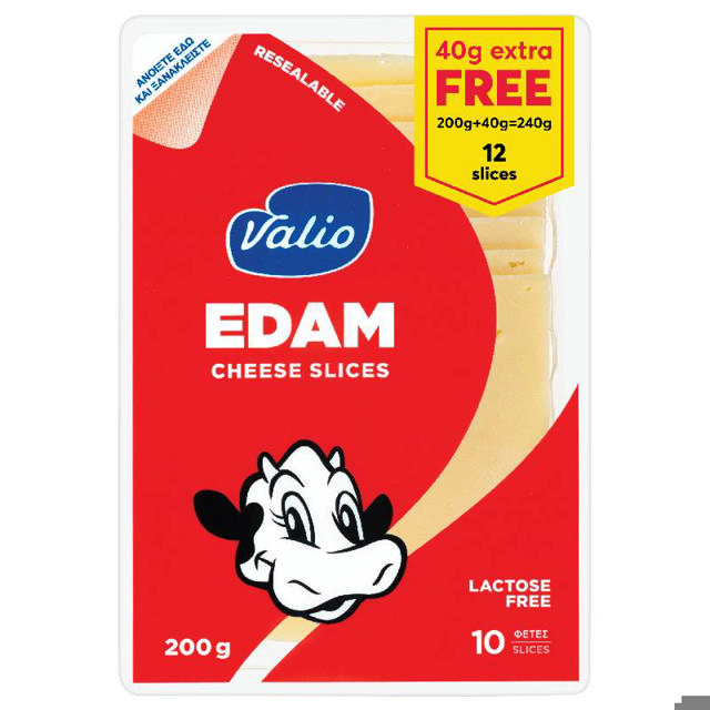 Valio Edam 24% sliced 200g+40g Free