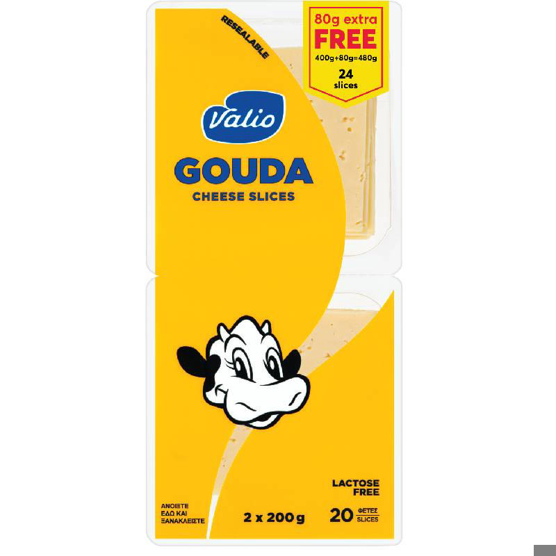 Valio Gouda Cheese sliced 400g +80g Free                         