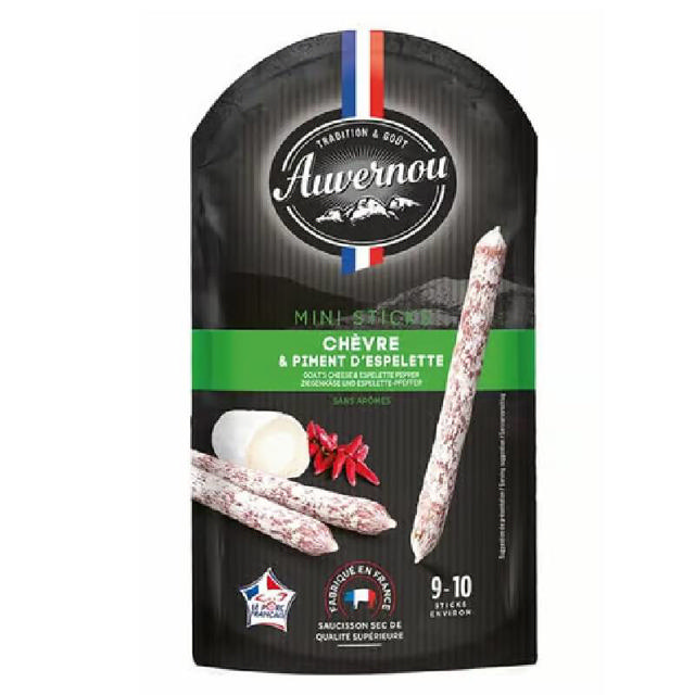 Auvernou Goat Cheese & Pepper Dry Sausage Mini Sticks 100g