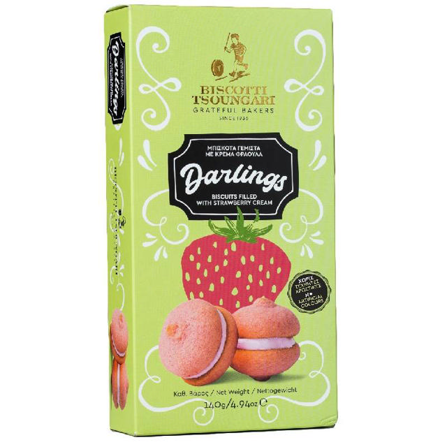Tsoungari Darlings Μπισκότα με κρέμα φράουλα 170g