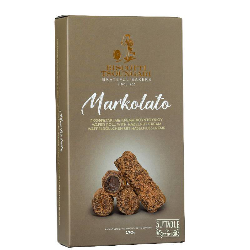 Tsoungari Markolato Wafer Roll with Hazelnut Cream 170g