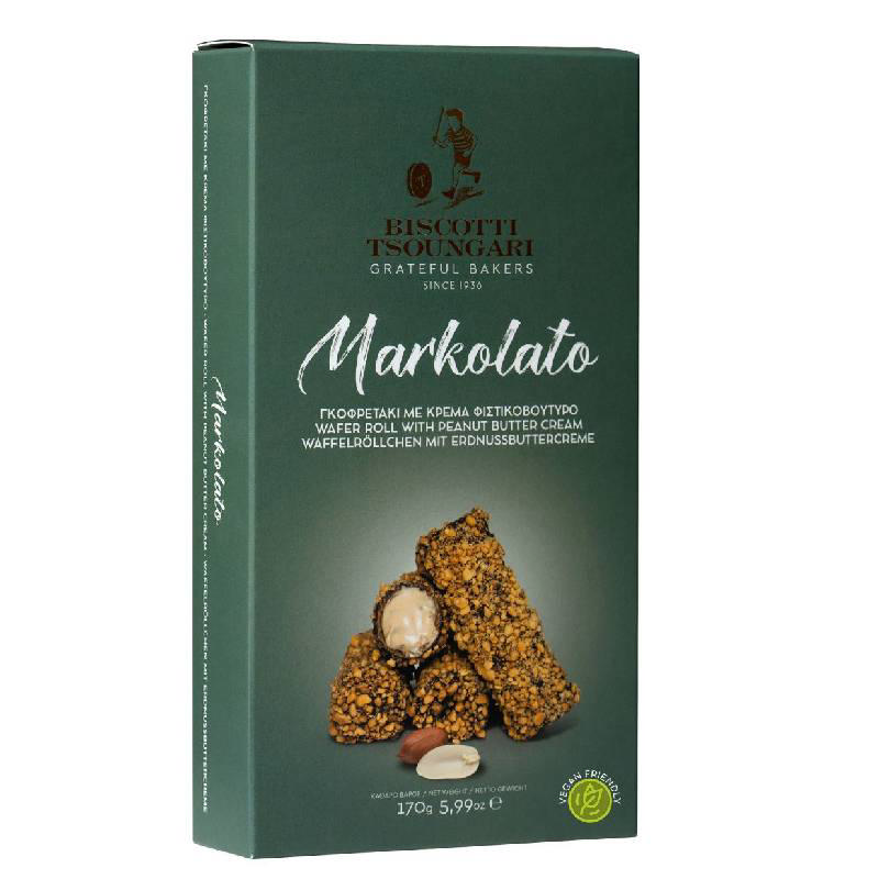 Tsoungari Markolato Wafer Roll with Peanut Butter Cream 170g