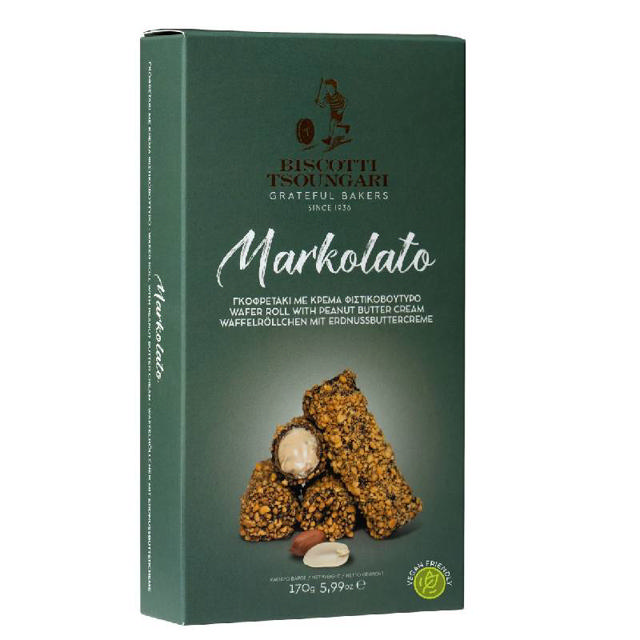 Tsoungari Markolato Wafer Roll with Peanut Butter Cream 170g