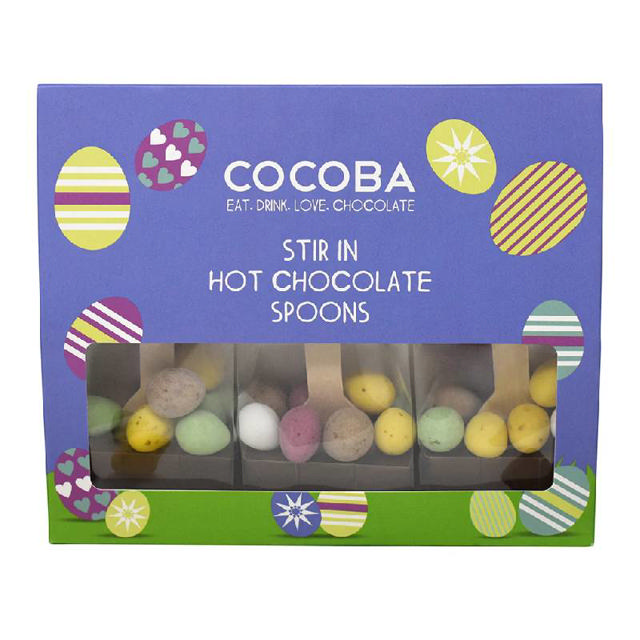 Cocoba Παιδικά πασχαλινά κουτάλια με μικρά σοκολατένια αυγά για ζεστή σοκολάτα 210g