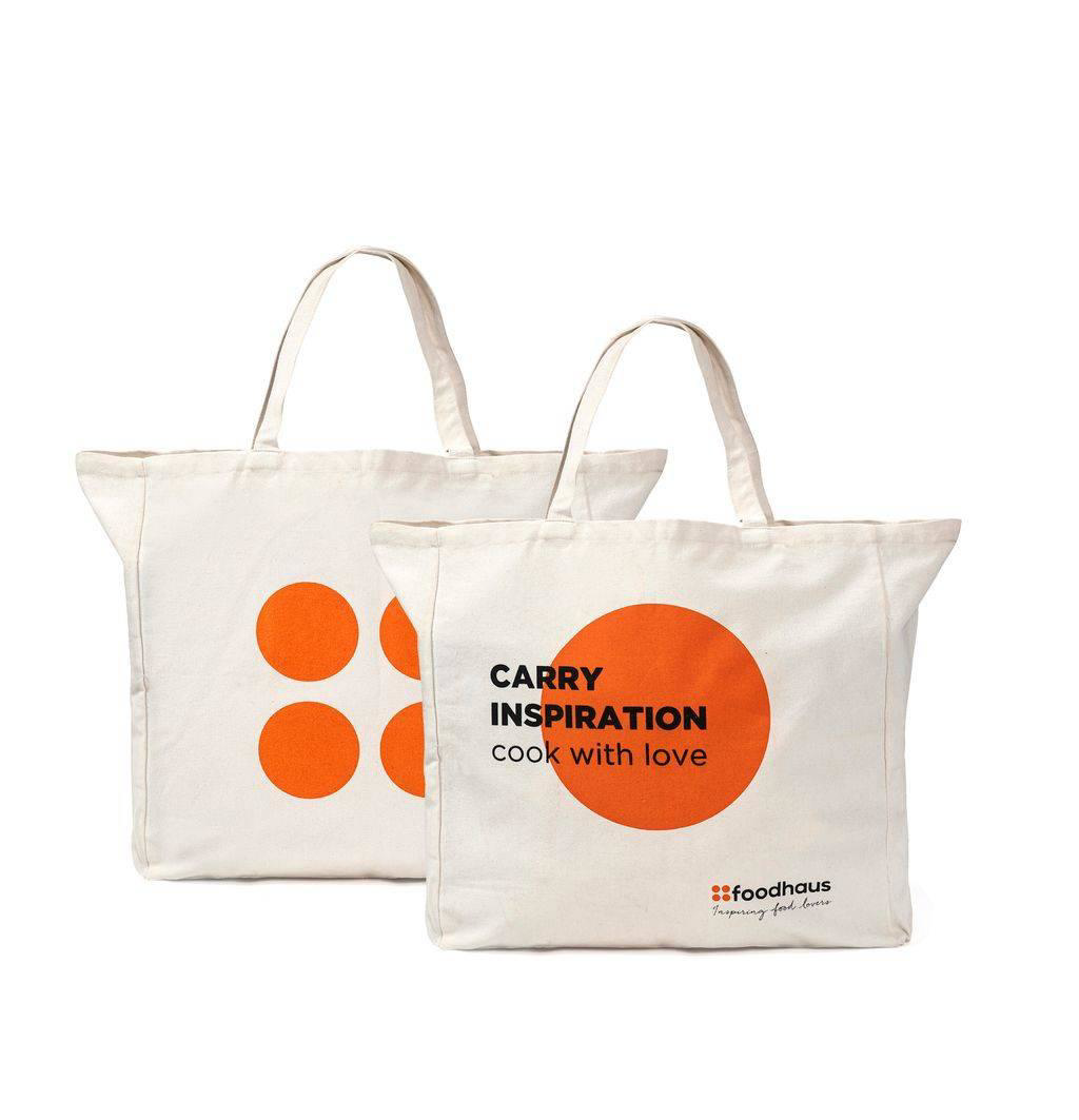 Foodhaus Inspiration Cotton Bag with quotes 45x45x15cm